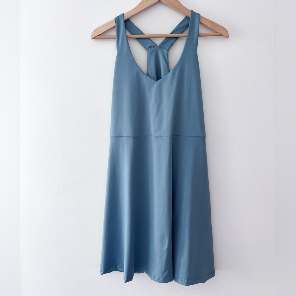 Dusty Teal Blue 2 Piece Athletic Athleisure Yoga Running Tank Dress & Shorts XL